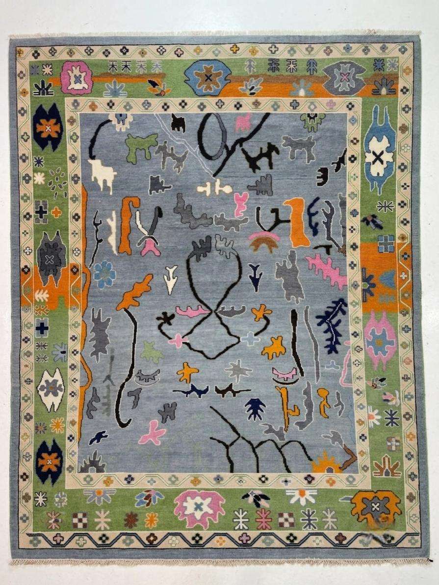 INDIGO VALE Hand Knotted Abstract Oushak Rug
