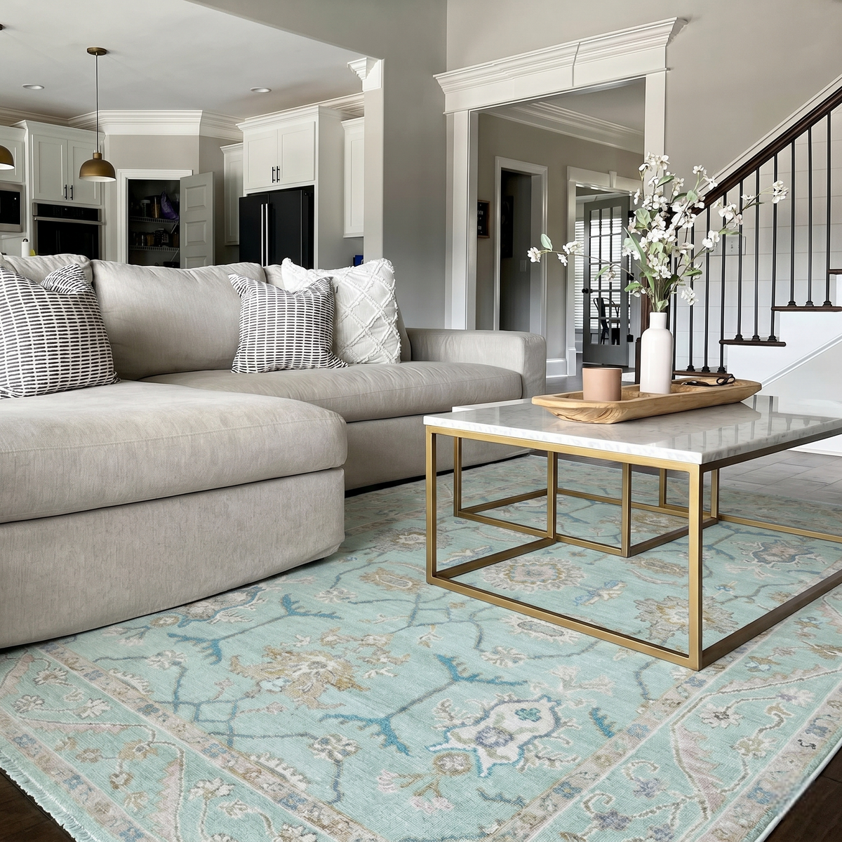 The AQUAOINS Hand Knotted Oushak Wool Area Rug