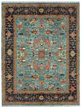 The Azure Heritage Medallion – Hand-Knotted Afghan Royal Sultani Wool Area Rug