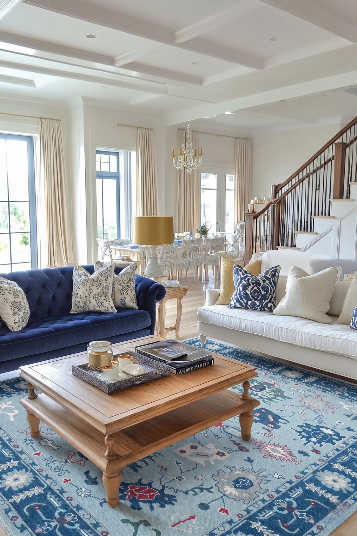 VALMERE Turkish Oushak Rug - Light Blue Farmhouse color
