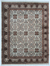 The Alabaster Gul Geometric Tribal Area Rug - Ivory & Mahogany Hand-Knotted Afghan Bokhara Wool Rug