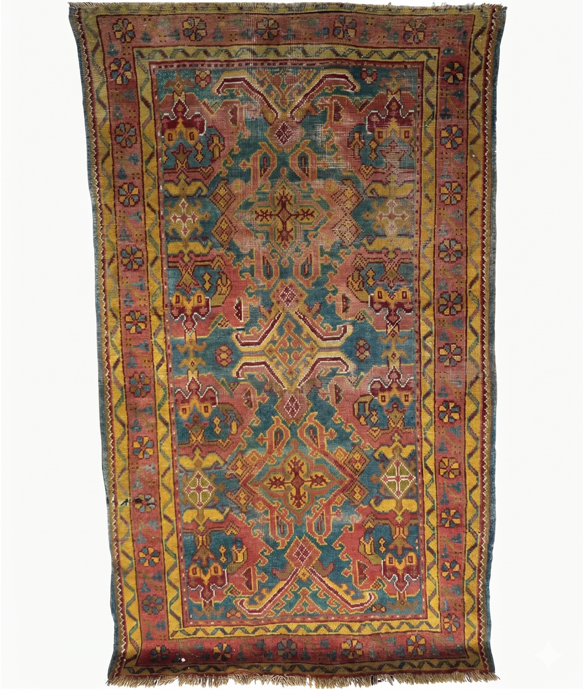 SERAPHIEL Vintage Anatolian Oushak rug - Hand Knotted Geometric Turkish Design