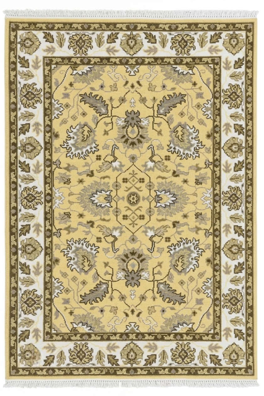 NORWYN Hand-Knotted Wool Oushak Rug - Gold Turkish Antique Style