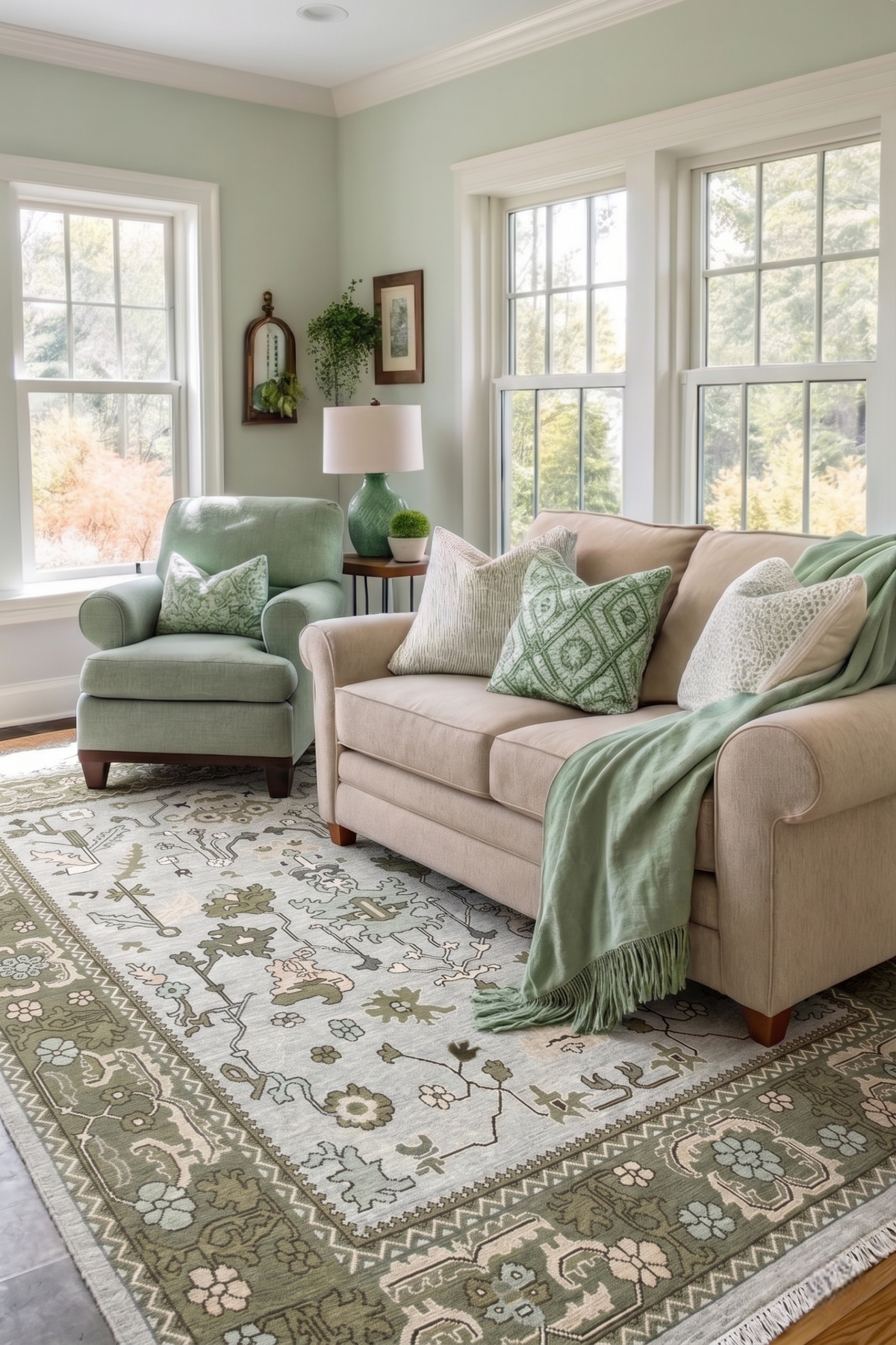 OLIVE ASH Hand Knotted Oushak Rug