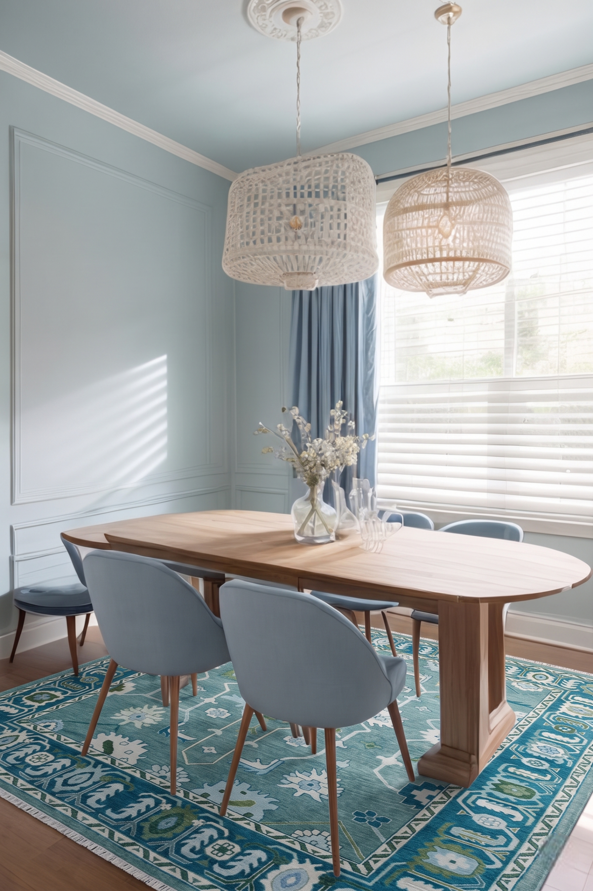 HAWTHORNE VALE Turquoise Oushak Wool Rug