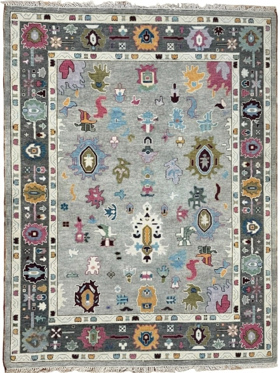 ASHFORD MEADOW Hand Knotted Modern Oushak Wool Rug For Living Room