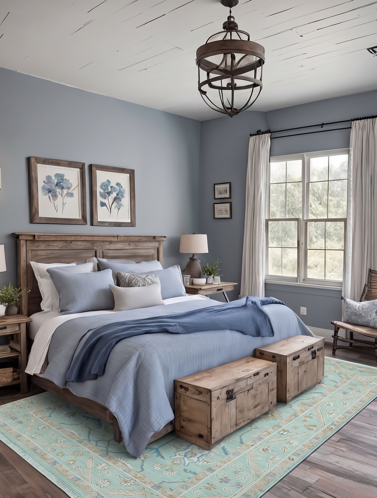 The AQUAOINS Hand Knotted Oushak Wool Area Rug