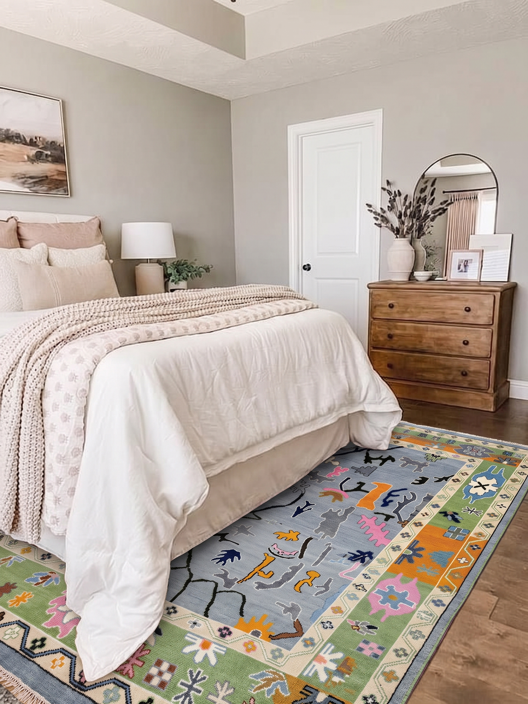 INDIGO VALE Hand Knotted Abstract Oushak Rug