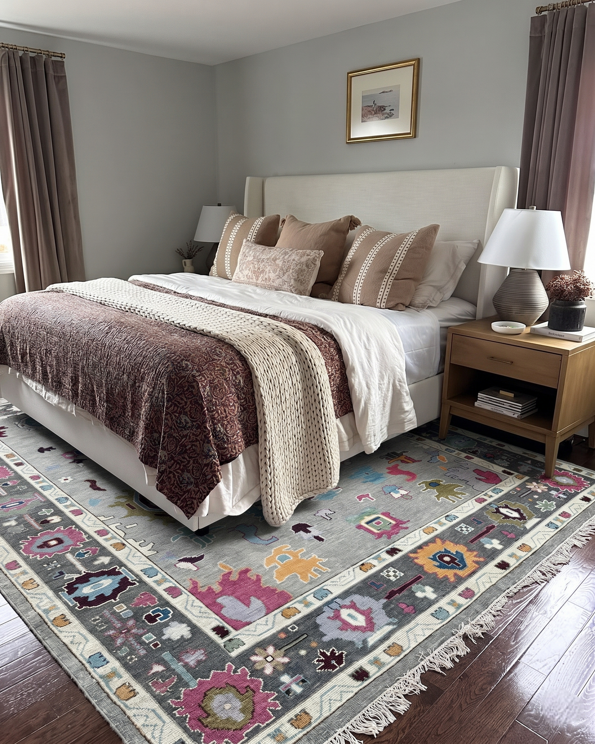 ASHFORD MEADOW Hand Knotted Modern Oushak Wool Rug For Living Room