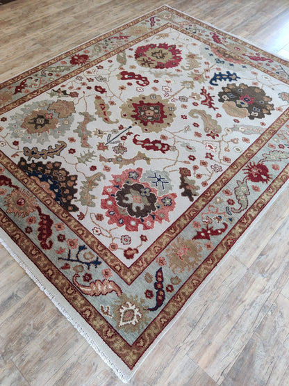 Geometric Oushak Wool Knotted Carpet Wool Area Rug