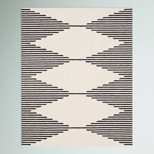 Black and White Lines Modern Hand Tufted Rug