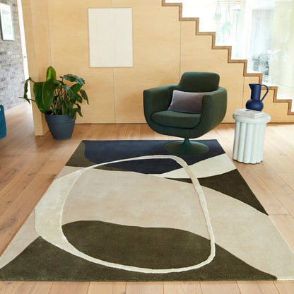 Signature Modern Geometric in Moss Green Rug- MDR -105