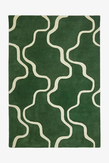 Green & White Hand Tufted Carpet (MD003)