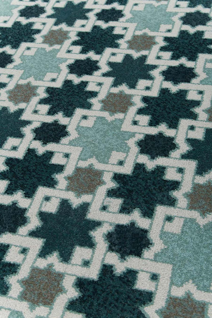 Hammam Blue color Geometric Design Hand-Tufted Rug-bisha-rugs
