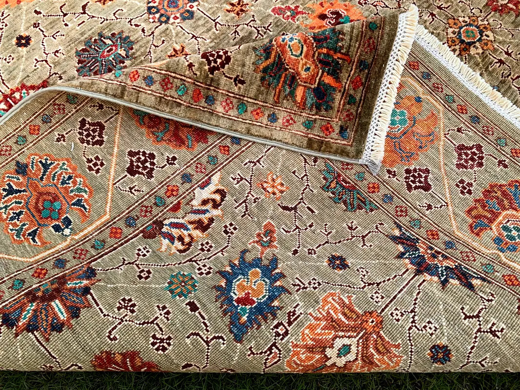 The Muted Palmette Archive - Muted Moss & Jewel Tone Sultani Wool Area Rug