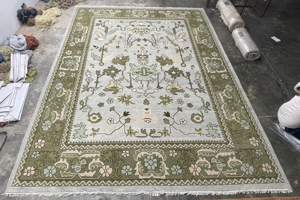 OLIVE ASH Hand Knotted Oushak Rug