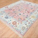 Hand-Knotted Oushak Wool Rug: Pink Beige Pastel Area Rug