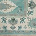 Aqua Oushak Rug Handmade Turquoise Blue Cream Border Area Rug - Hand Knotted Wool Rug, For Living Room Office Bedroom
