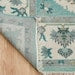 Aqua Oushak Rug Handmade Turquoise Blue Cream Border Area Rug - Hand Knotted Wool Rug, For Living Room Office Bedroom