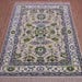 Hand Knotted Ivory Oushak Wool Rug - Floral Medallion