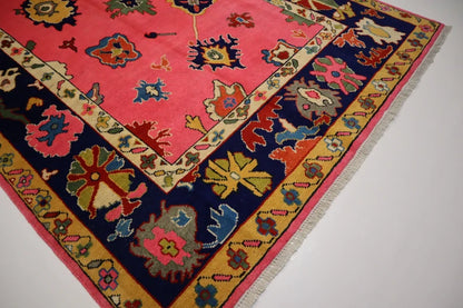 Pink Color Vintage Oushak Wool Area Rug