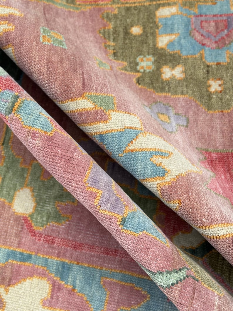 Hand Knotted Vintage Antique Turkish Oushak Area Rug