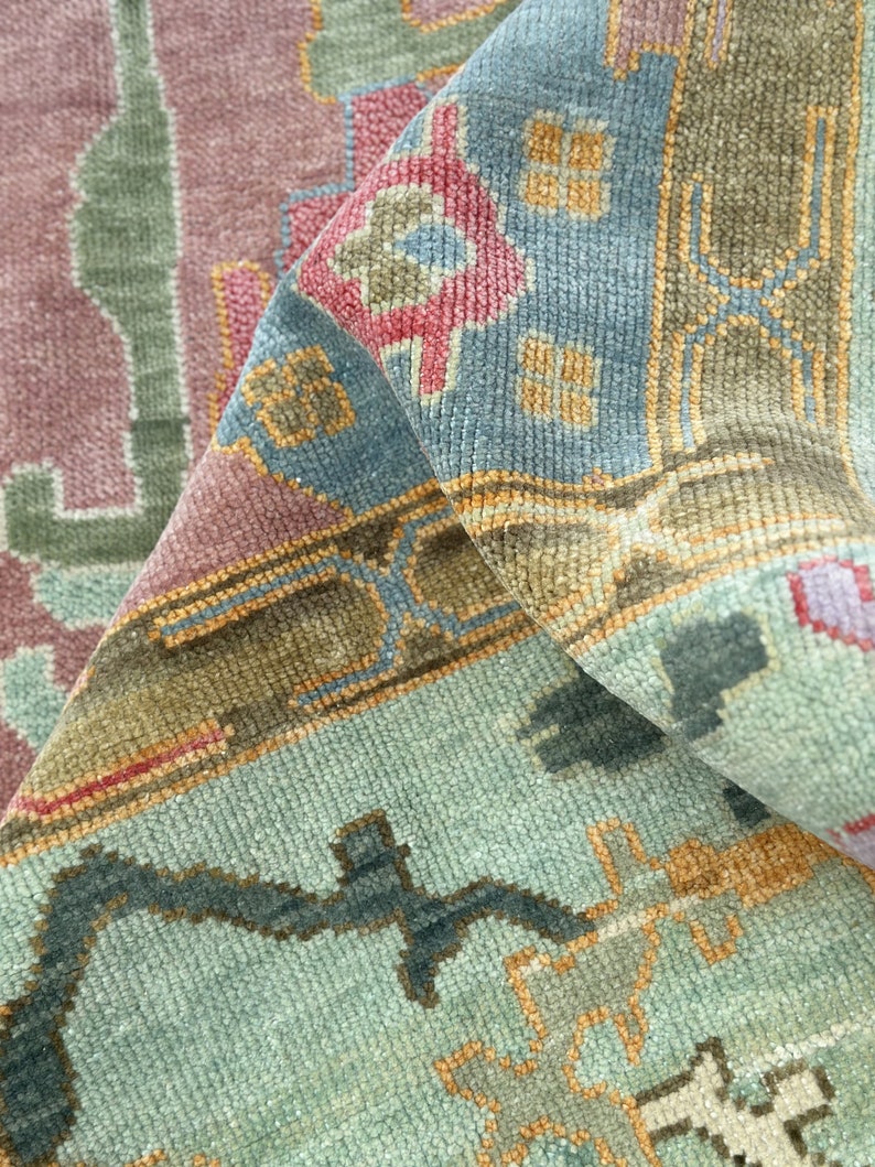 Hand Knotted Vintage Antique Turkish Oushak Area Rug