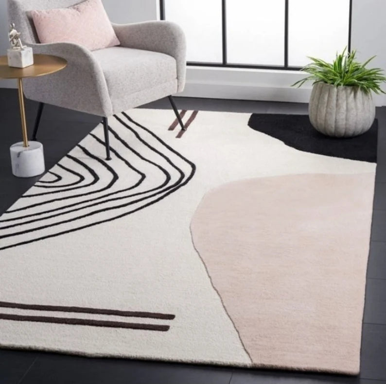 Light Pink Color Hand Tufted Carpet for living room (MD011)