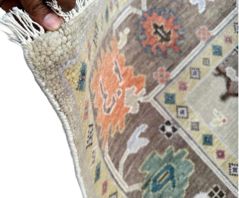 VALERIAN Hand-Knotted Wool Oushak Rug - Grey Turkish Antique Style