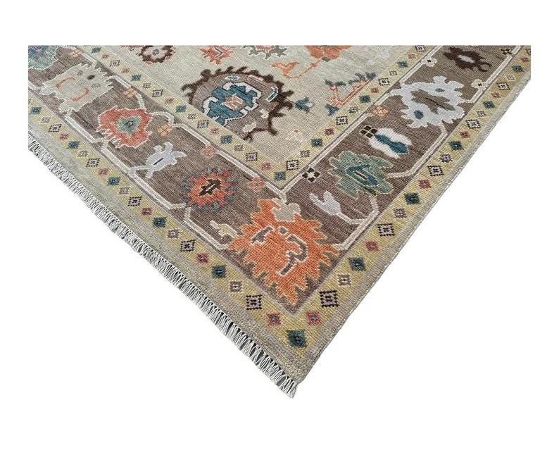 VALERIAN Hand-Knotted Wool Oushak Rug - Grey Turkish Antique Style