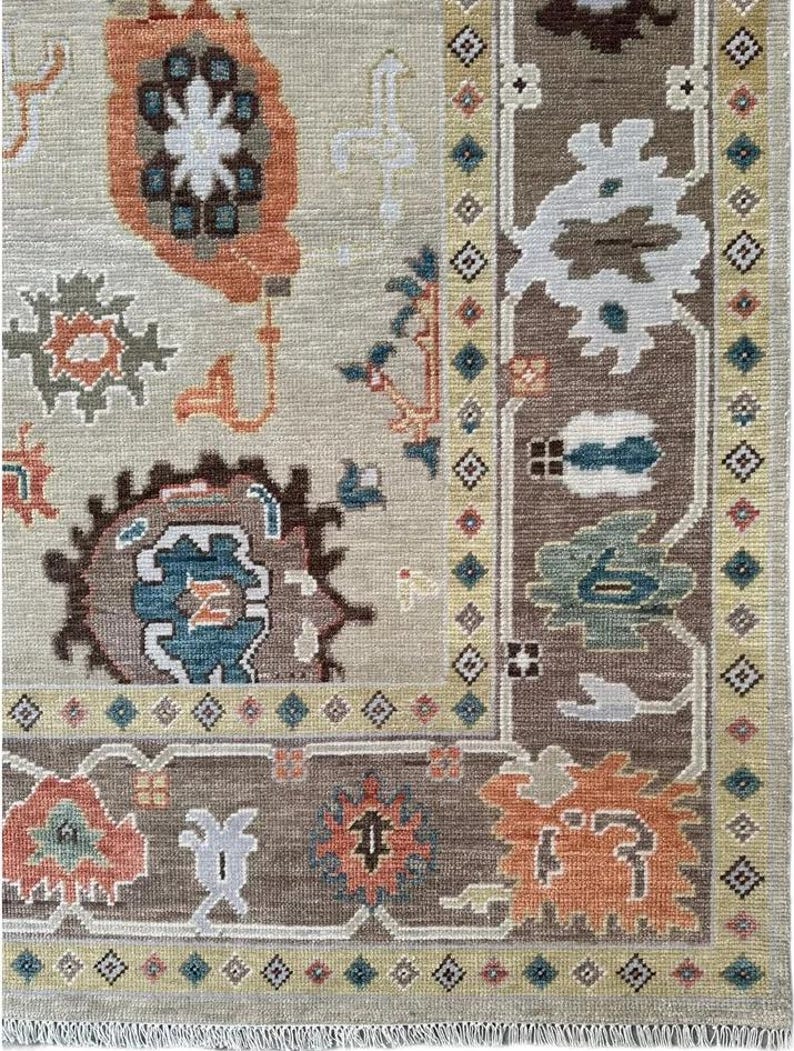 VALERIAN Hand-Knotted Wool Oushak Rug - Grey Turkish Antique Style