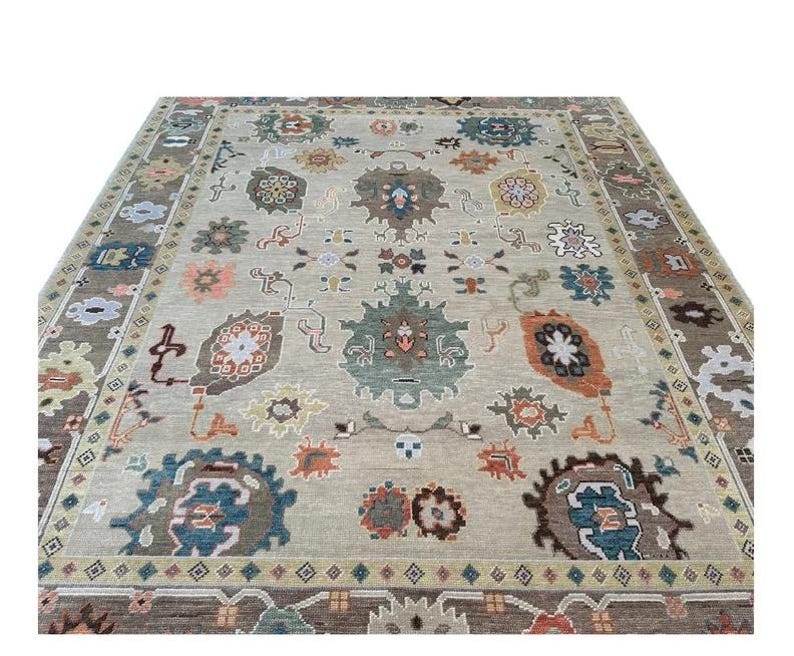 VALERIAN Hand-Knotted Wool Oushak Rug - Grey Turkish Antique Style