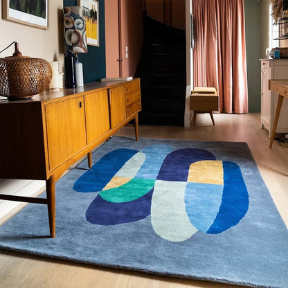 Modern Blue Color Hand Tufted Rug (MD017)