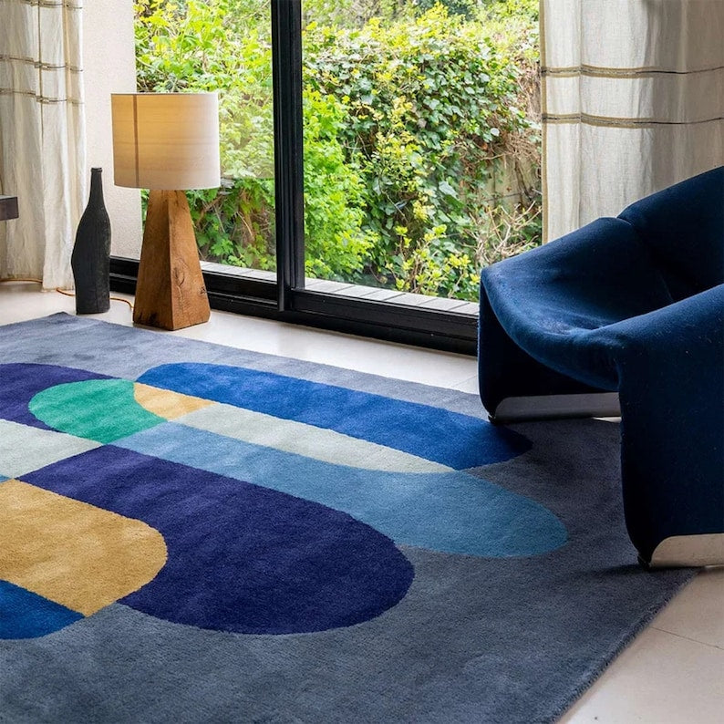 Modern Blue Color Hand Tufted Rug (MD017)