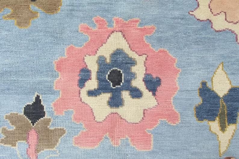 HALVERTON Hand-Knotted Wool Oushak Rug - Grey Floral Turkish Carpet