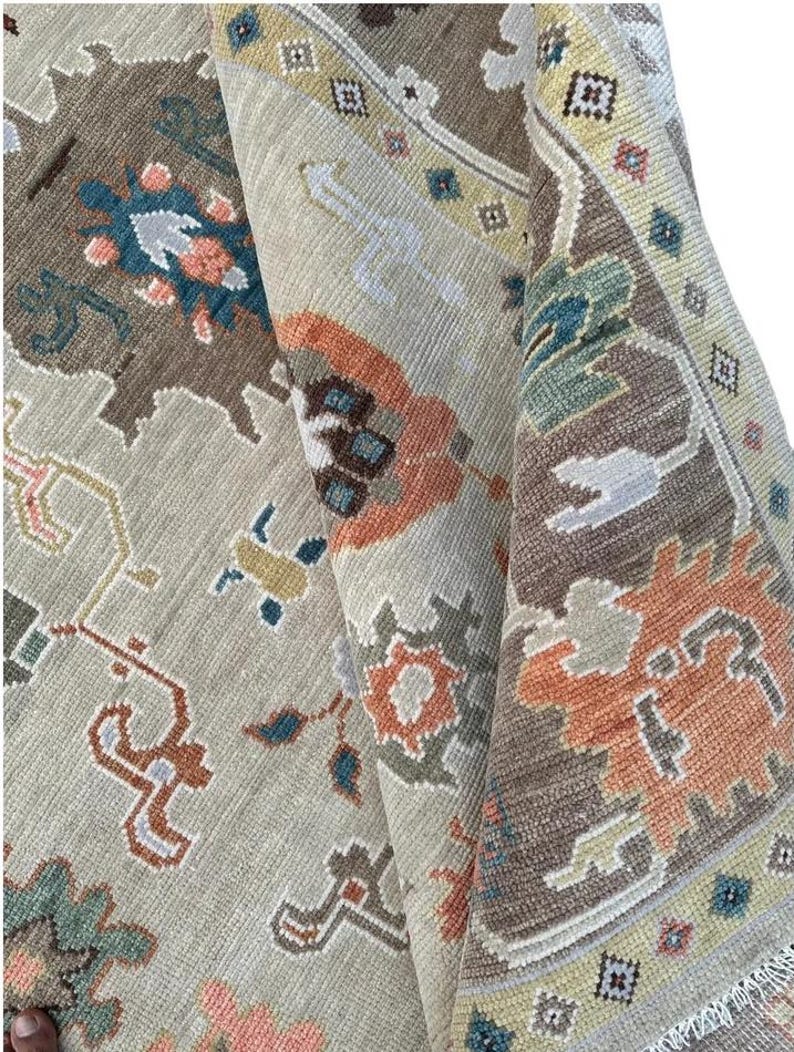 VALERIAN Hand-Knotted Wool Oushak Rug - Grey Turkish Antique Style