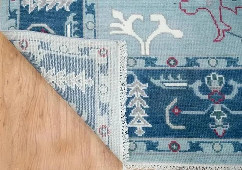 VALMERE Turkish Oushak Rug - Light Blue Farmhouse color