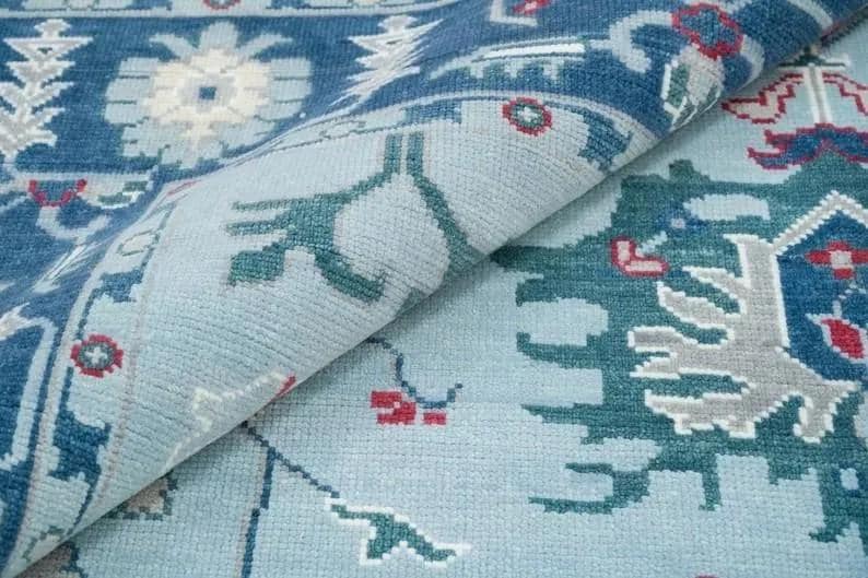 VALMERE Turkish Oushak Rug - Light Blue Farmhouse color