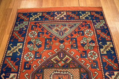 Lulus Oushak Rug Navy Blue & Orange Color  Turkish Vintage Wool Area Rug