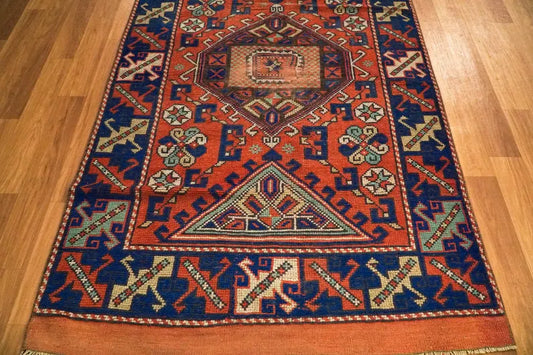 Lulus Oushak Rug Navy Blue & Orange Color  Turkish Vintage Wool Area Rug