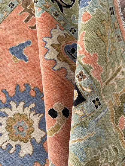 Peach Oushak style Hand Knotted Rug