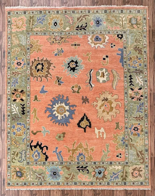 Peach Oushak style Hand Knotted Rug