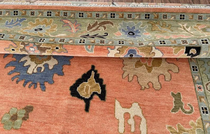 Peach Oushak style Hand Knotted Rug