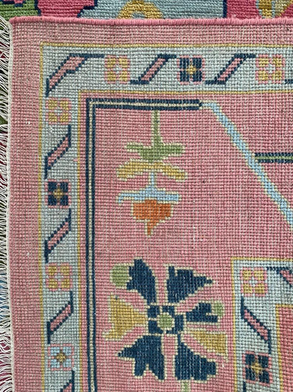 Exquisite Pink Oushak style Hand Knotted Rug