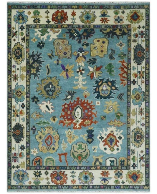 Hand Knotted Accent Multi Size Contemporary Oushak Rug