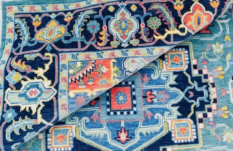 MARIELLE Hand-Knotted Blue Oushak Rug