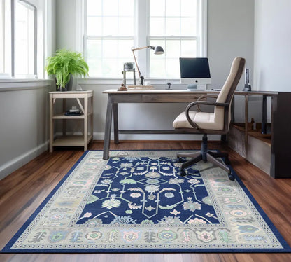 Floral  Pastel Oushak  Wool Area Rug