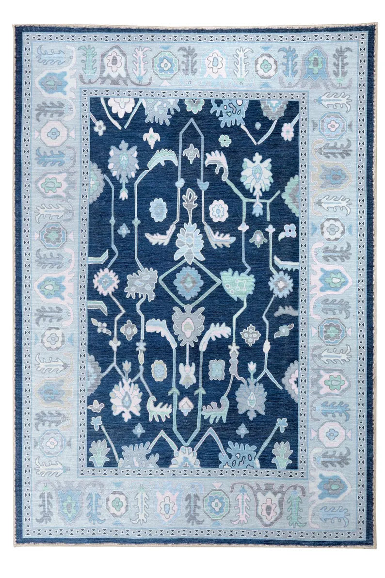 Floral  Pastel Oushak  Wool Area Rug