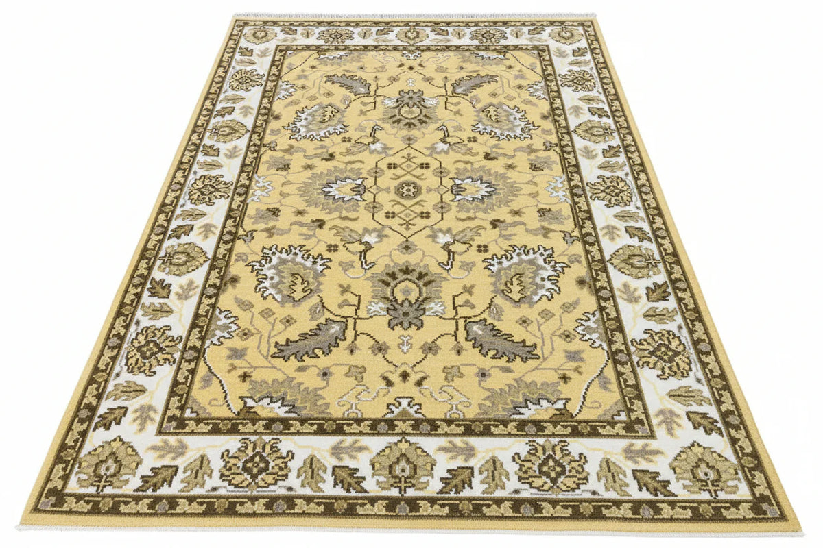 NORWYN Hand-Knotted Wool Oushak Rug - Gold Turkish Antique Style