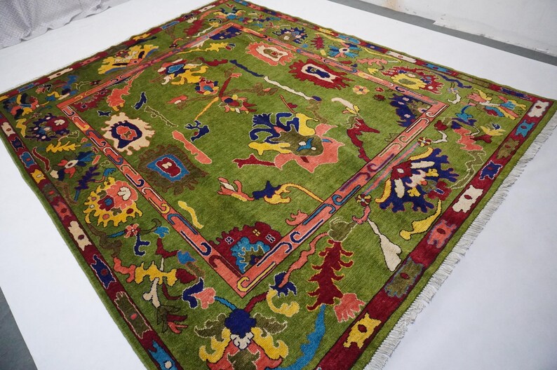 Lulus Oushak Rug Colorful Vintage Turkish  Wool Area Rug